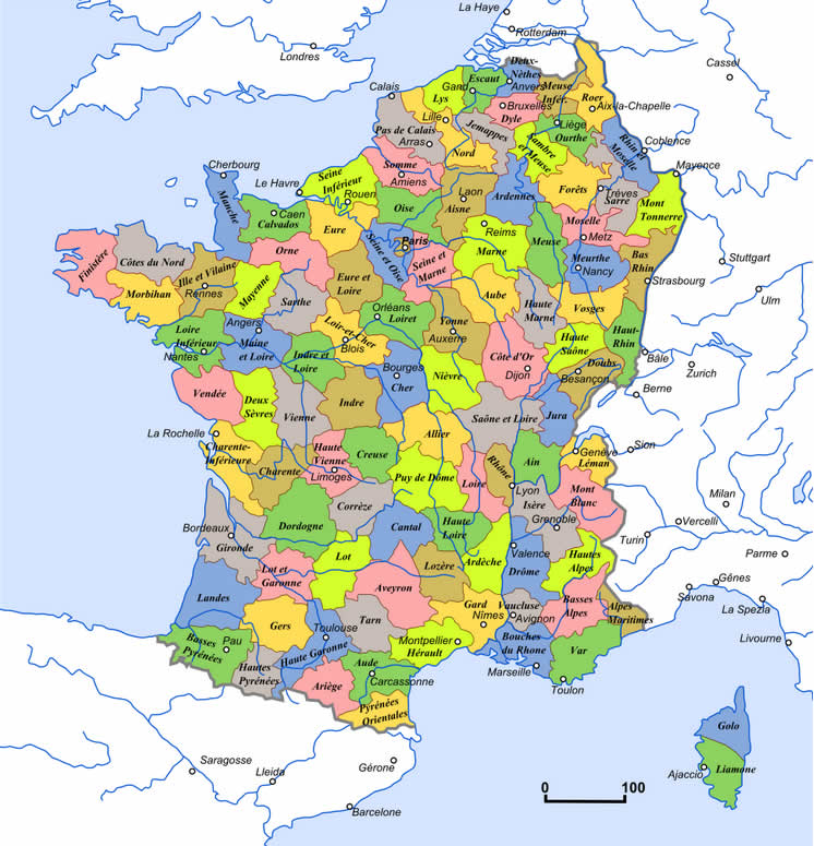 Carte des Departements Français en 1801