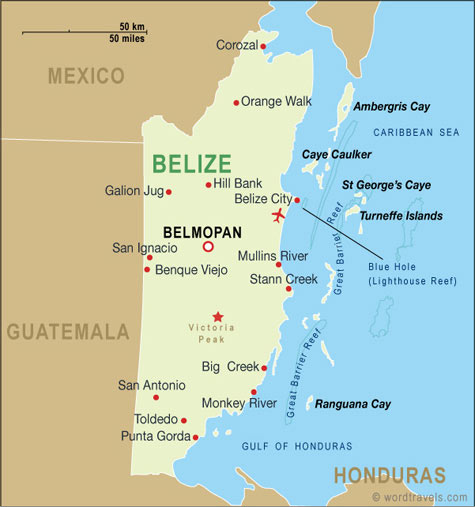 belize villes carte