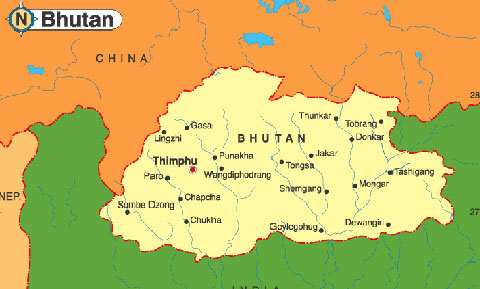 Bhoutan carte chine