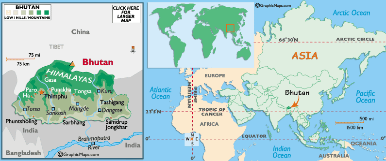 carte du Bhoutan