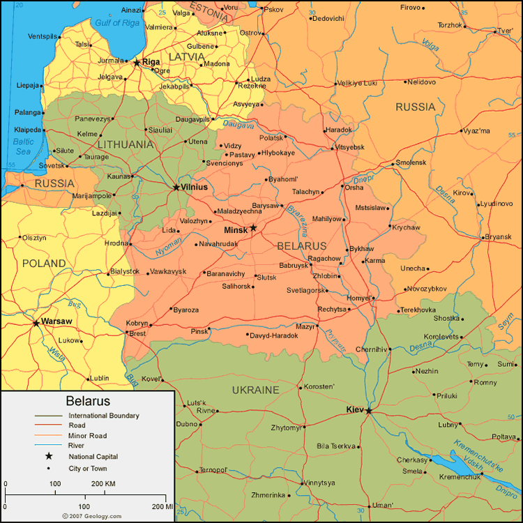 carte du Bielorussie