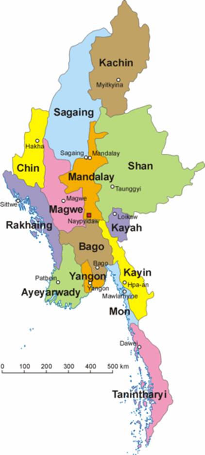 Birmanie politique carte