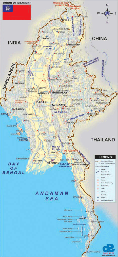 Birmanie regions carte