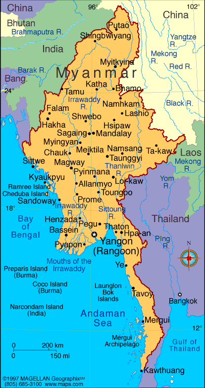 carte du Birmanie