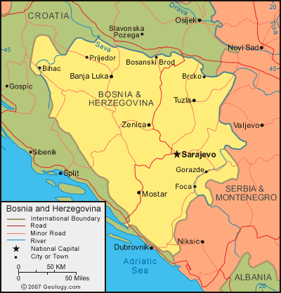carte du Bosnie Herzegovine