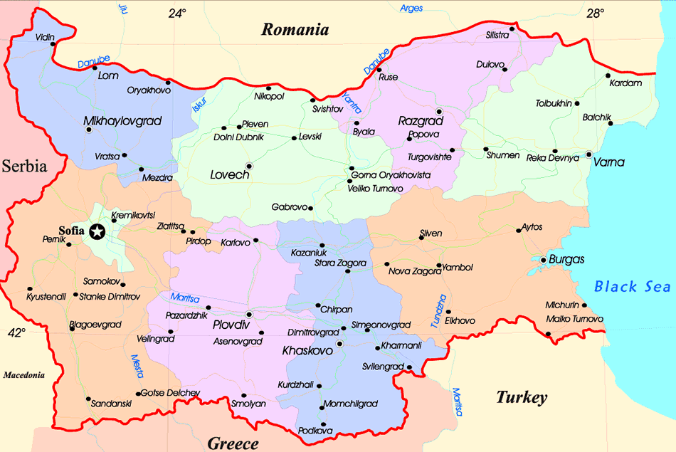 carte du bulgarie