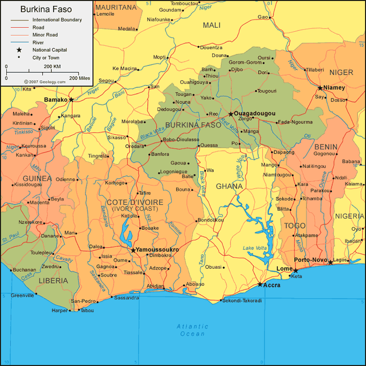 carte du Burkina Faso