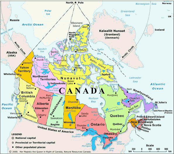 carte du canada provinces