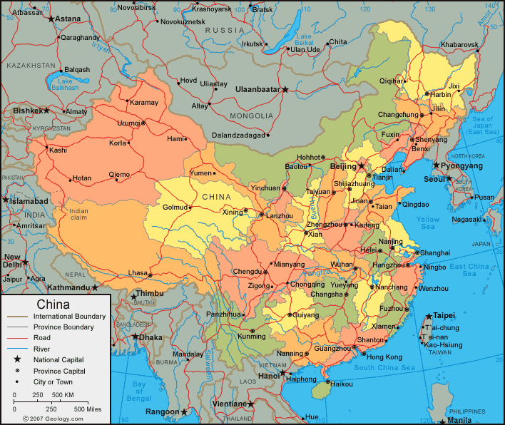 carte du chine