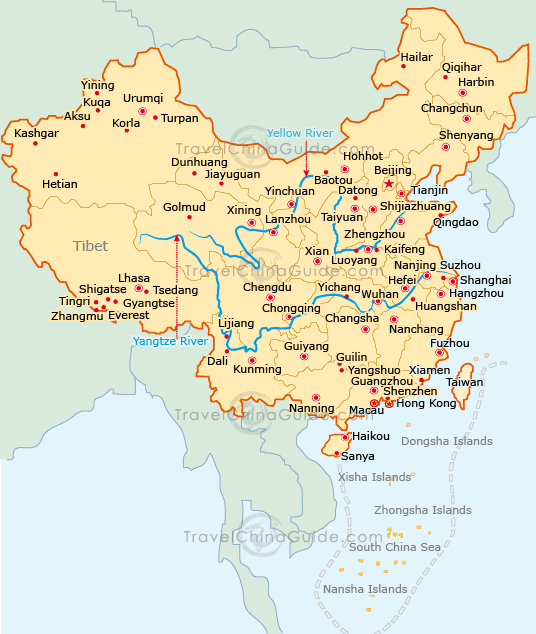 chine villes carte