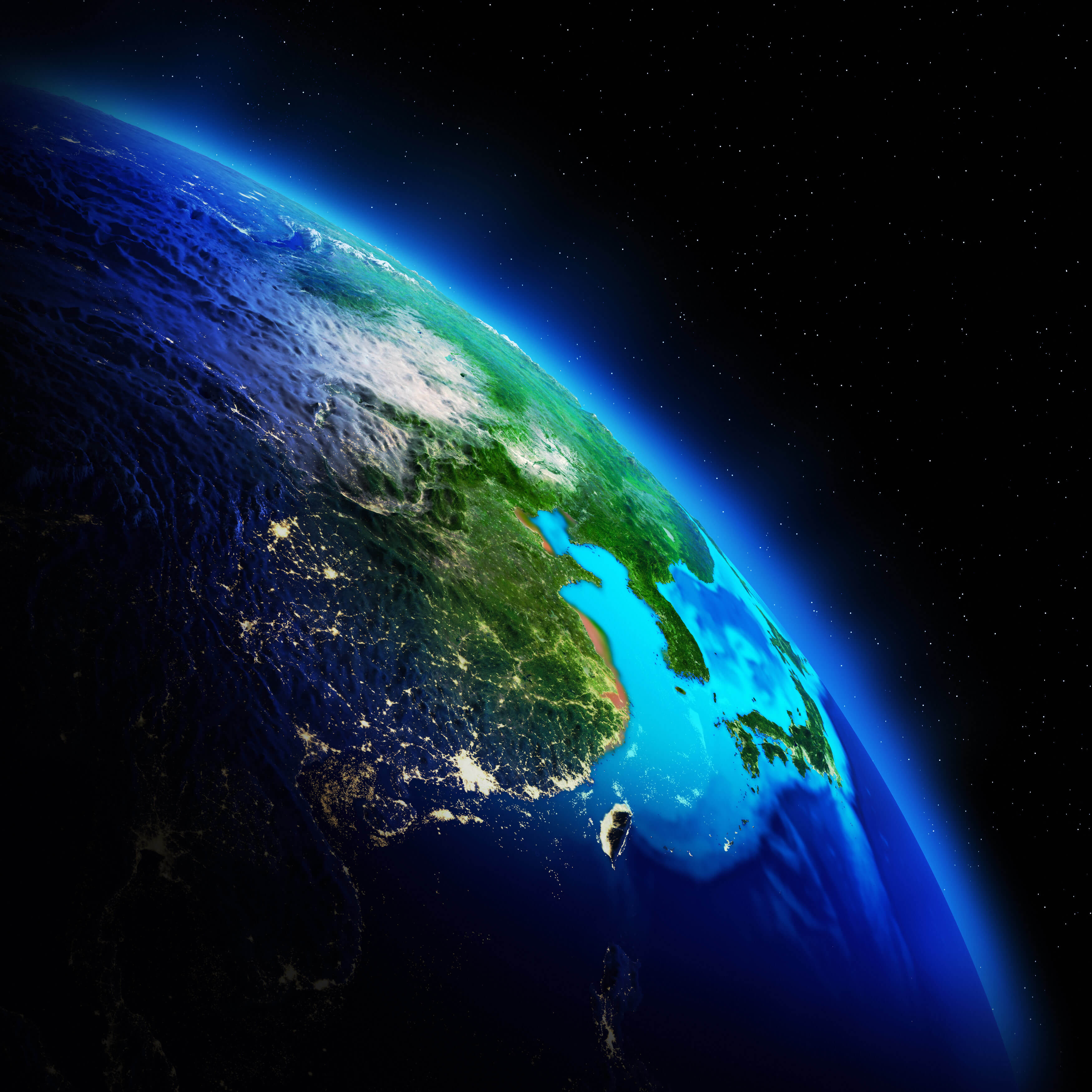 Carte de la Chine vue depuis espace
