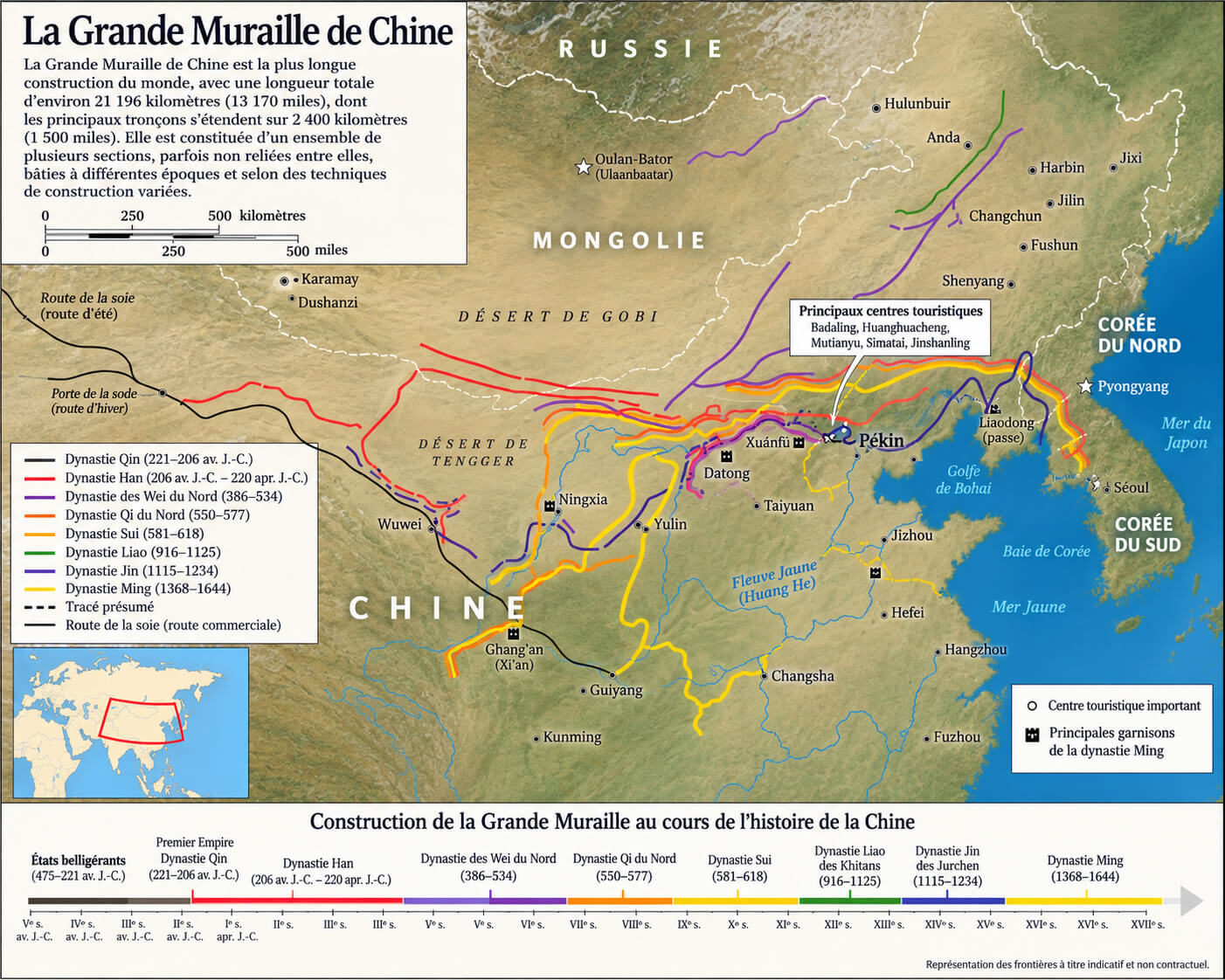 Carte de la grande muraille de Chine