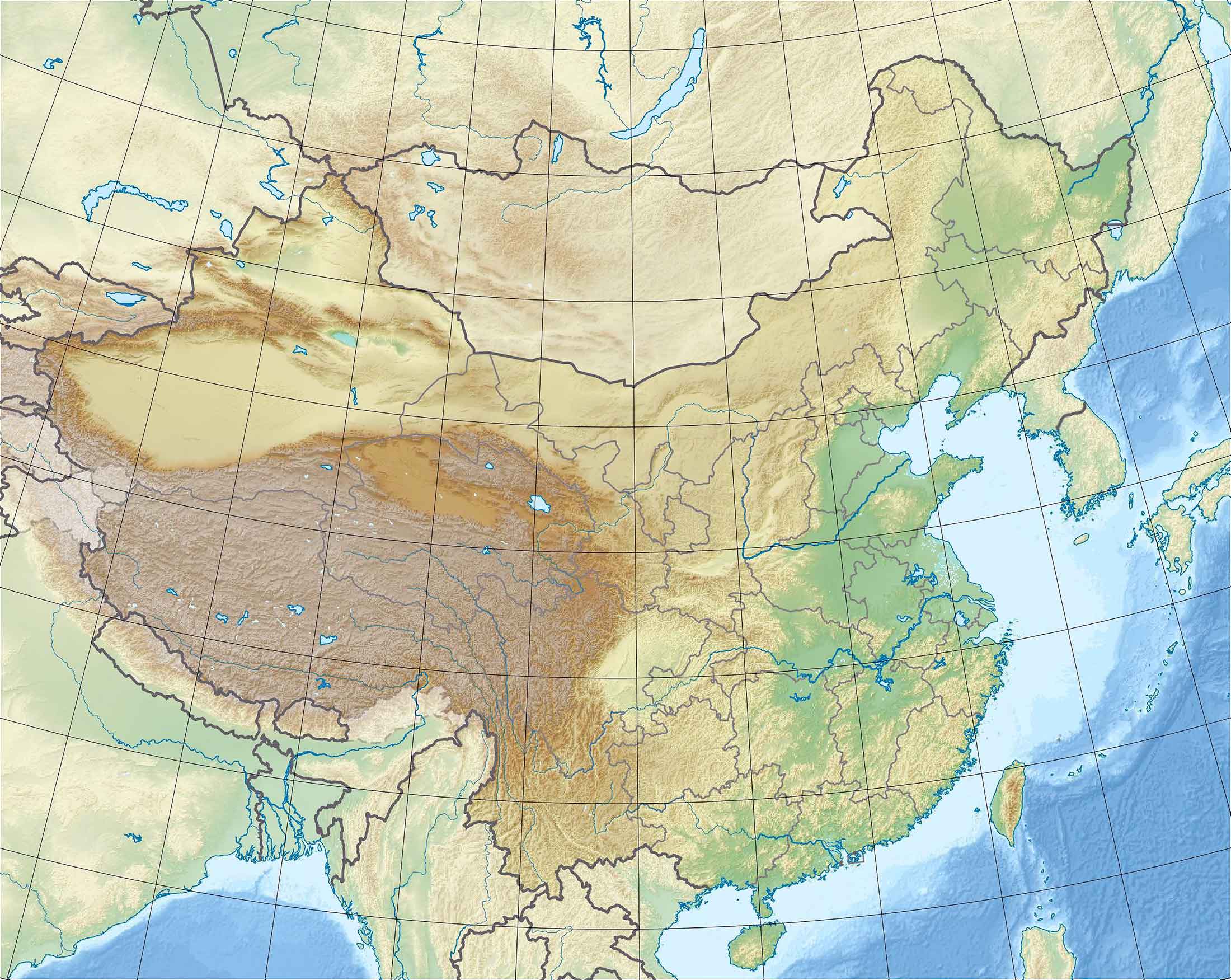 Carte du relief de la Chine