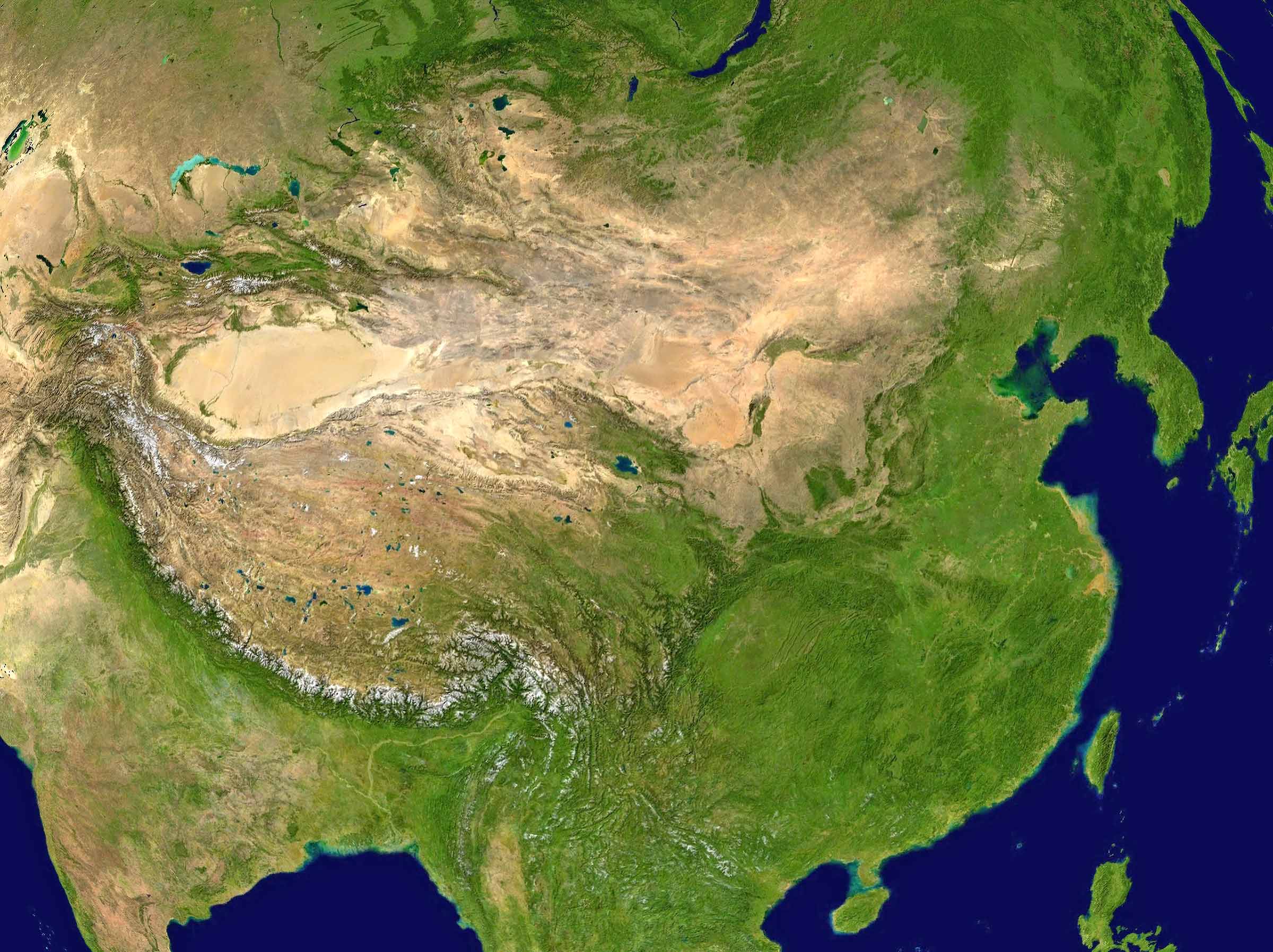 Carte satellite de la terre Chine