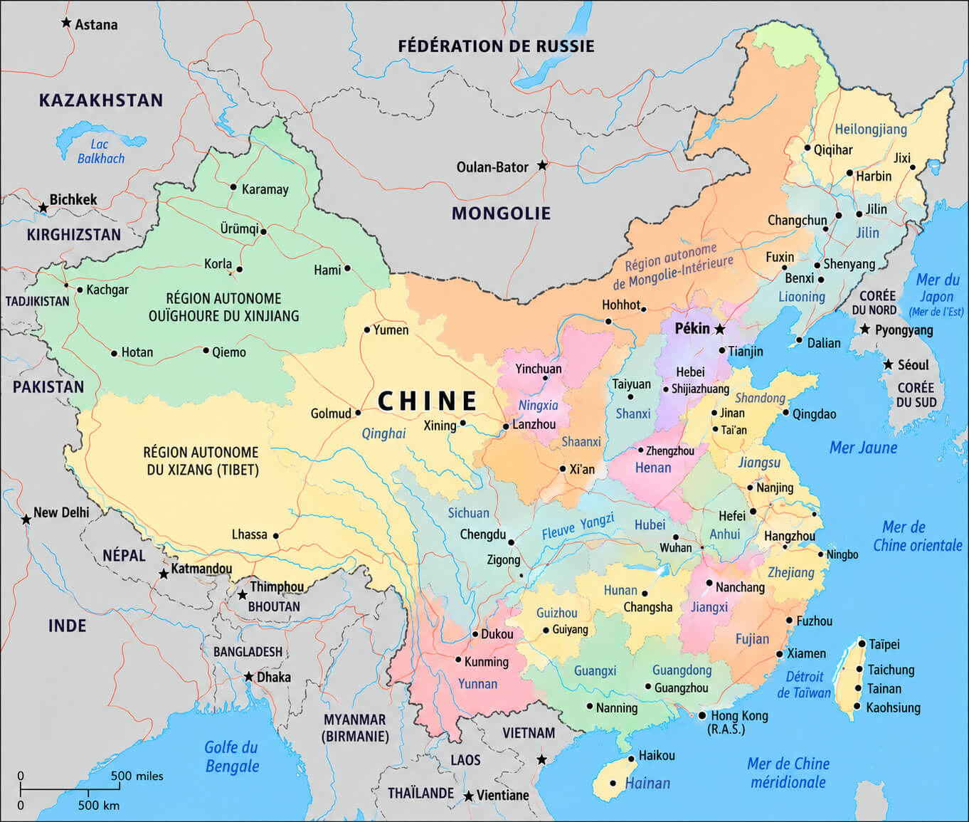 Carte administrative de la Chine