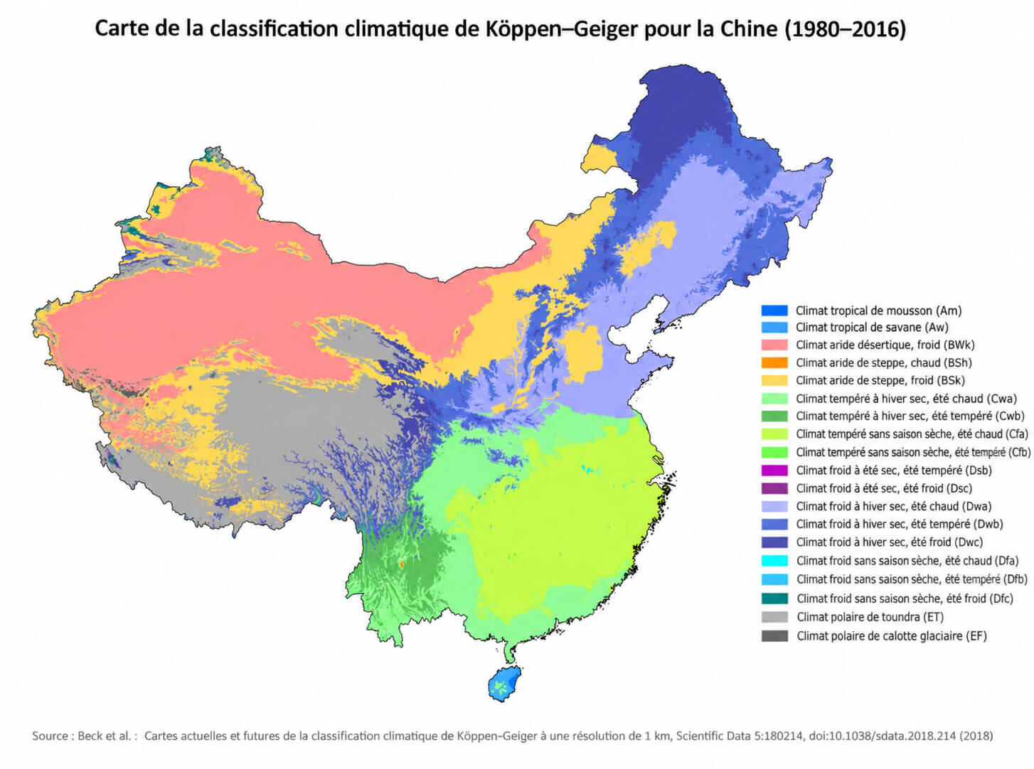 Carte climatique de la Chine