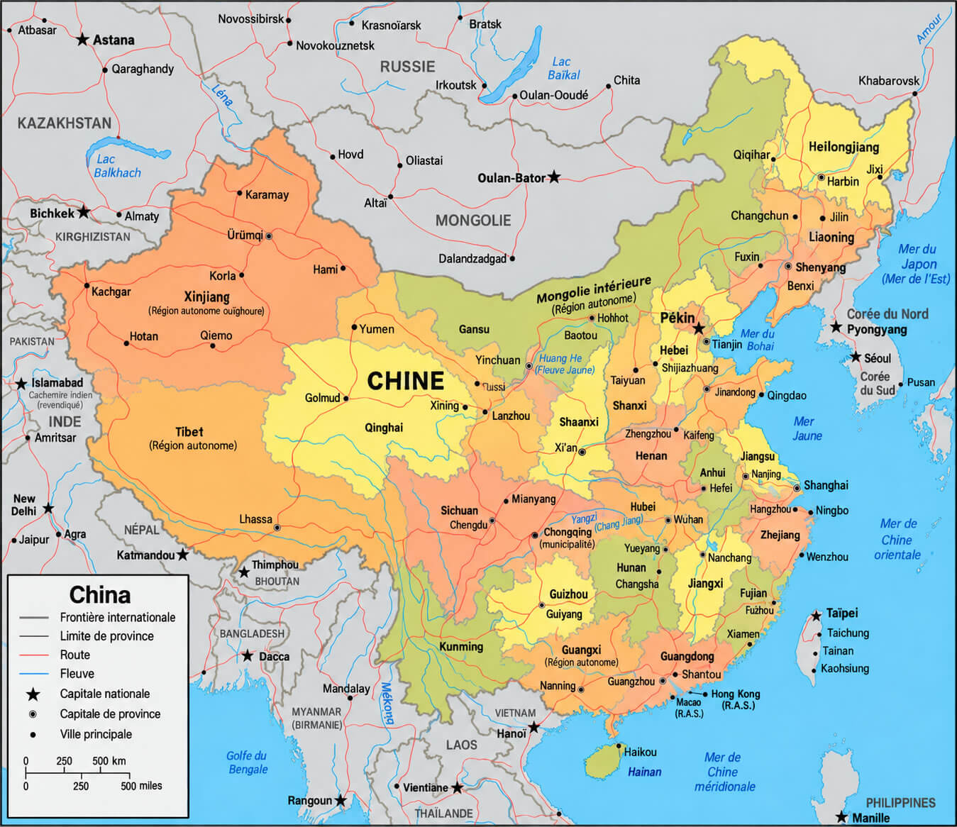 Carte politique de la Chine