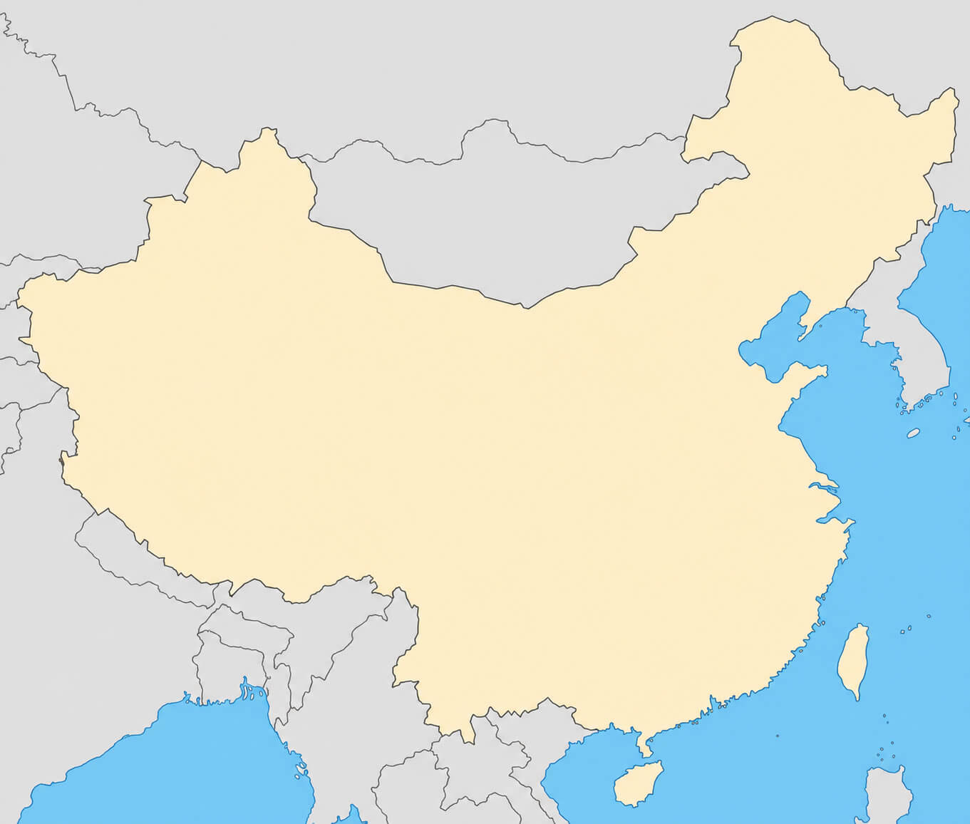 Carte vierge de la Chine