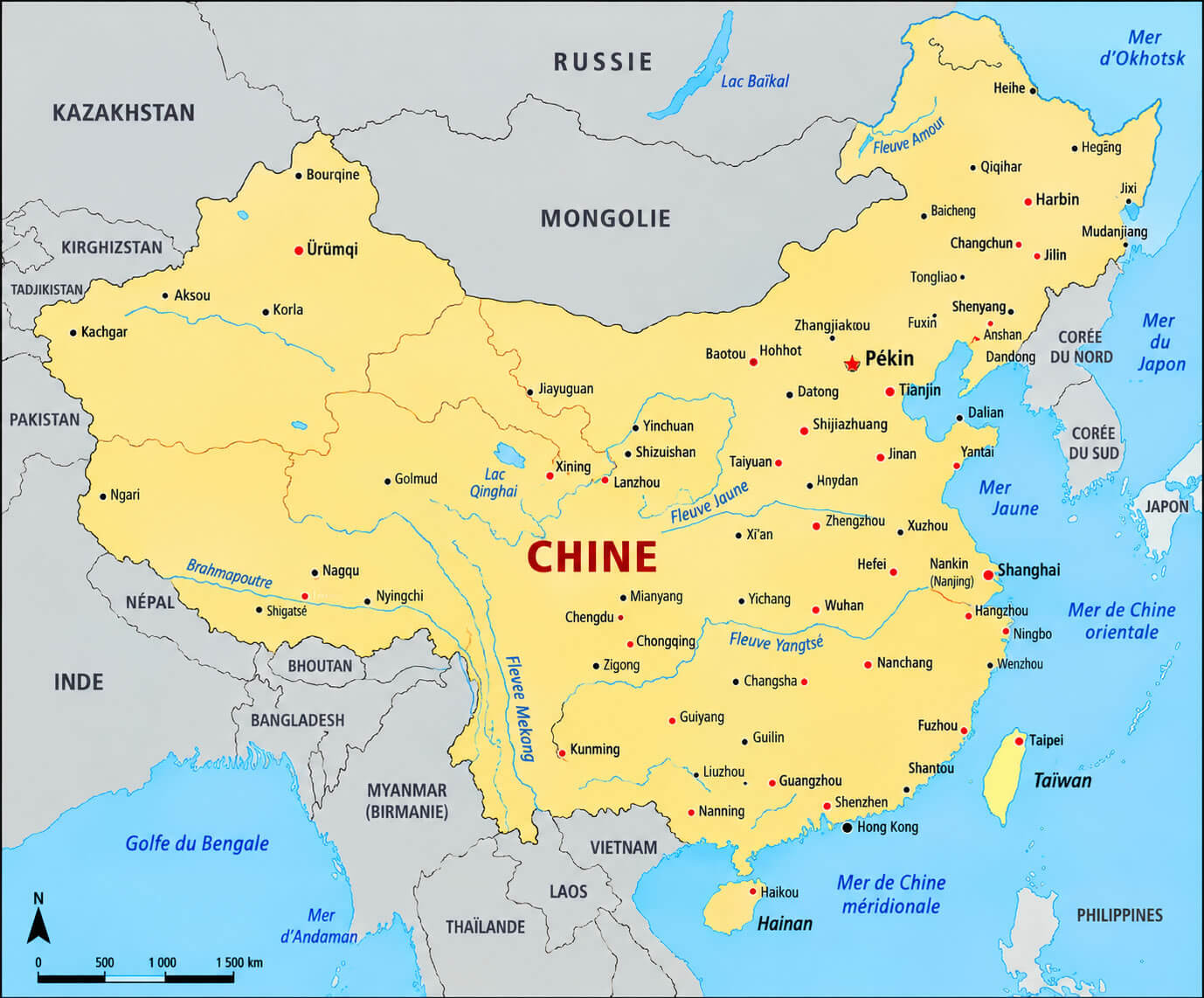 Carte des villes de la Chine