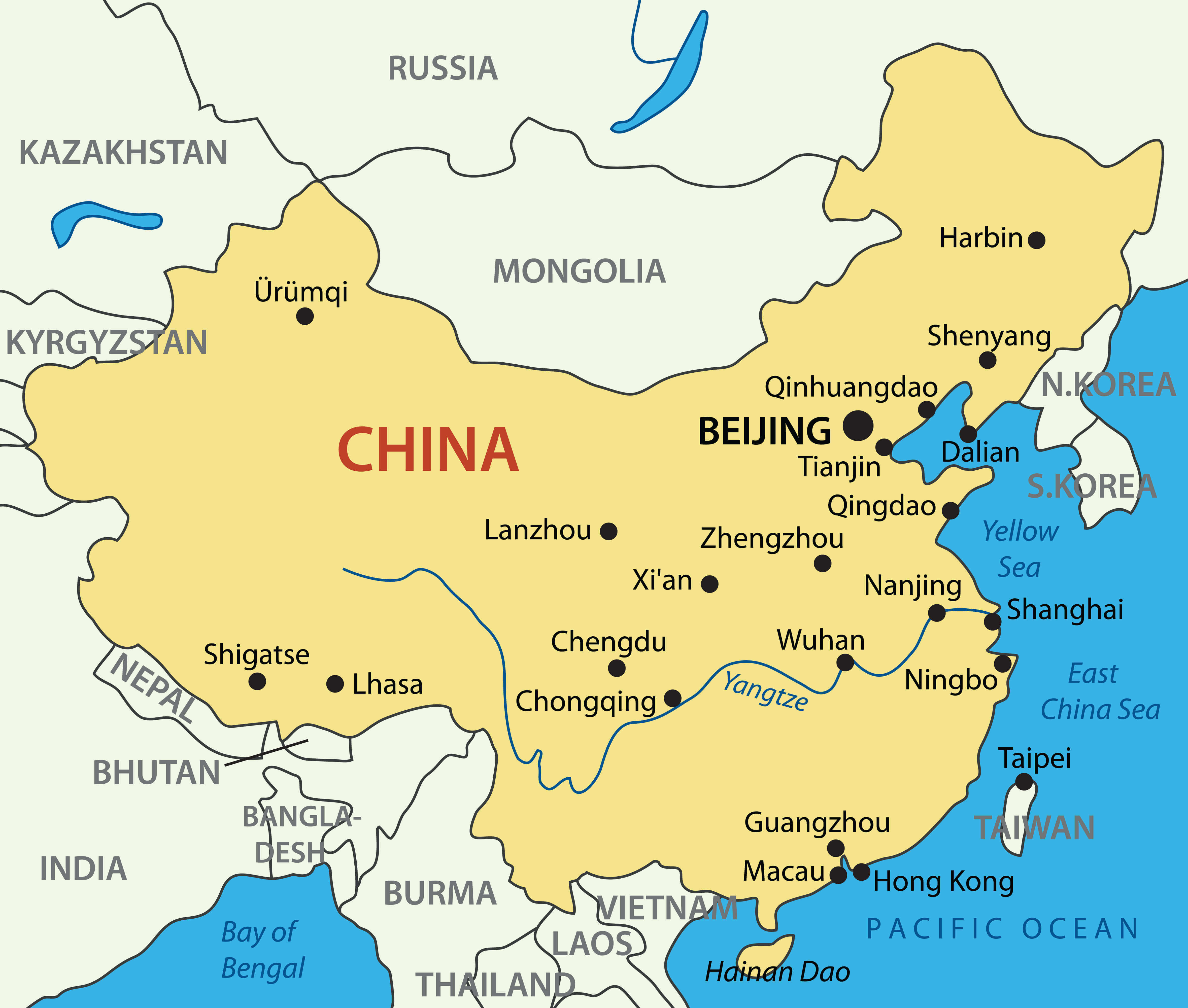 Carte hd des plus grandes villes de la Chine