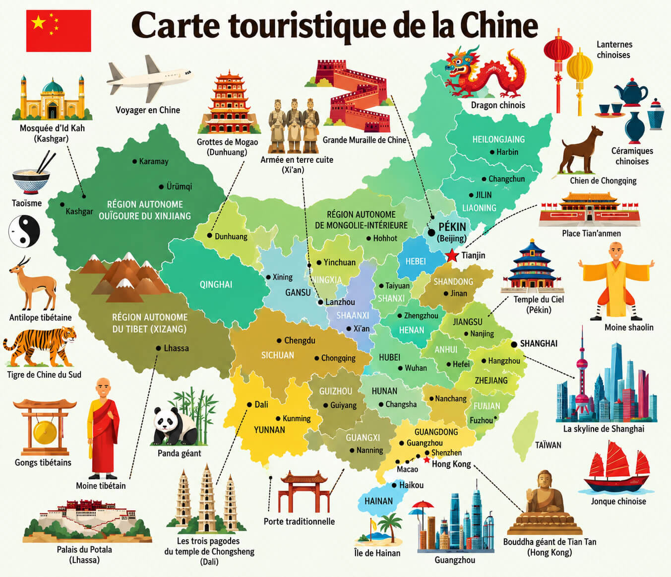 Carte touristique de la Chine