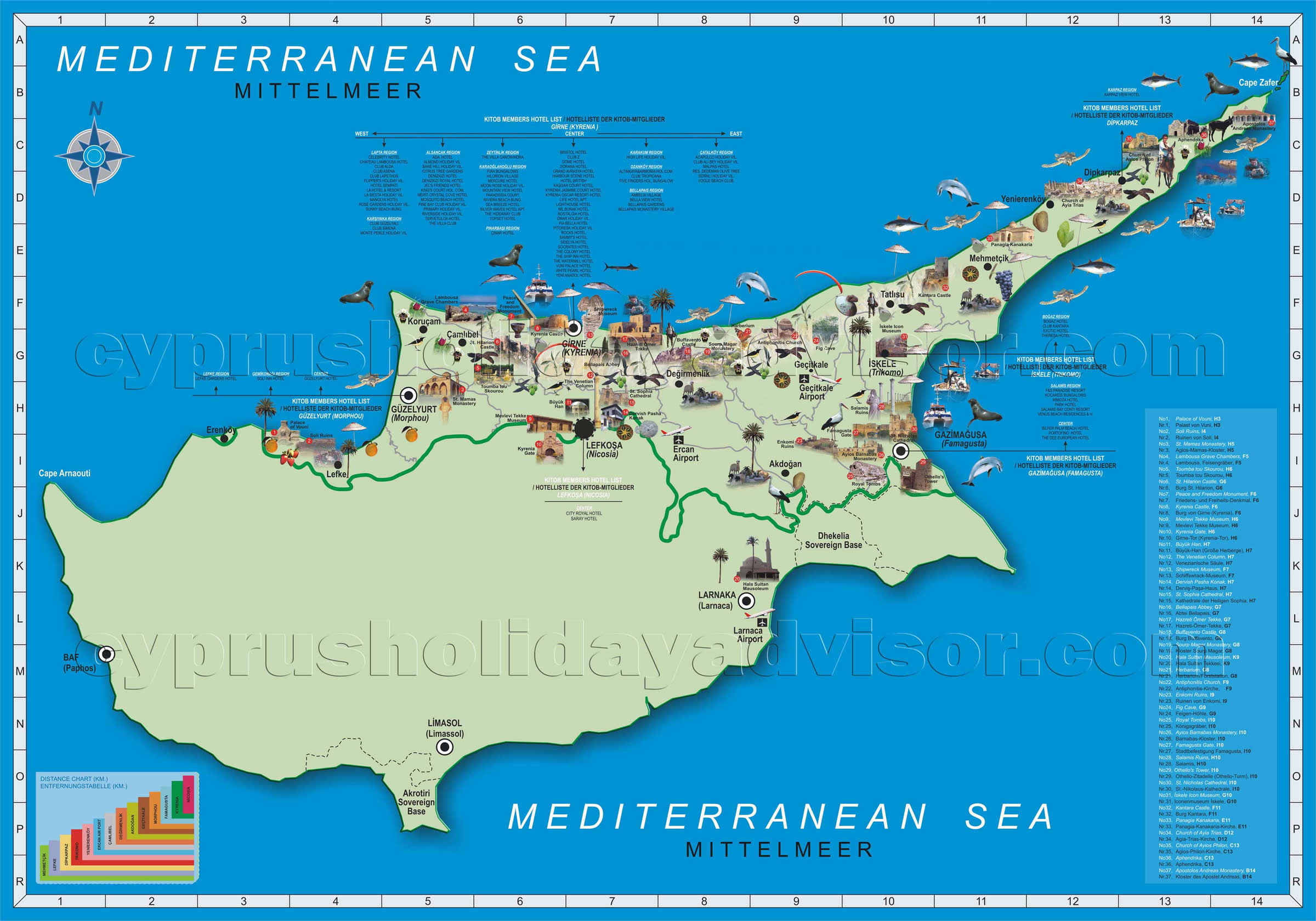 Chypre du Nord touristique carte
