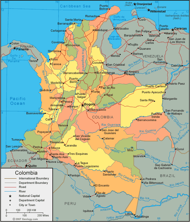 carte du colombie