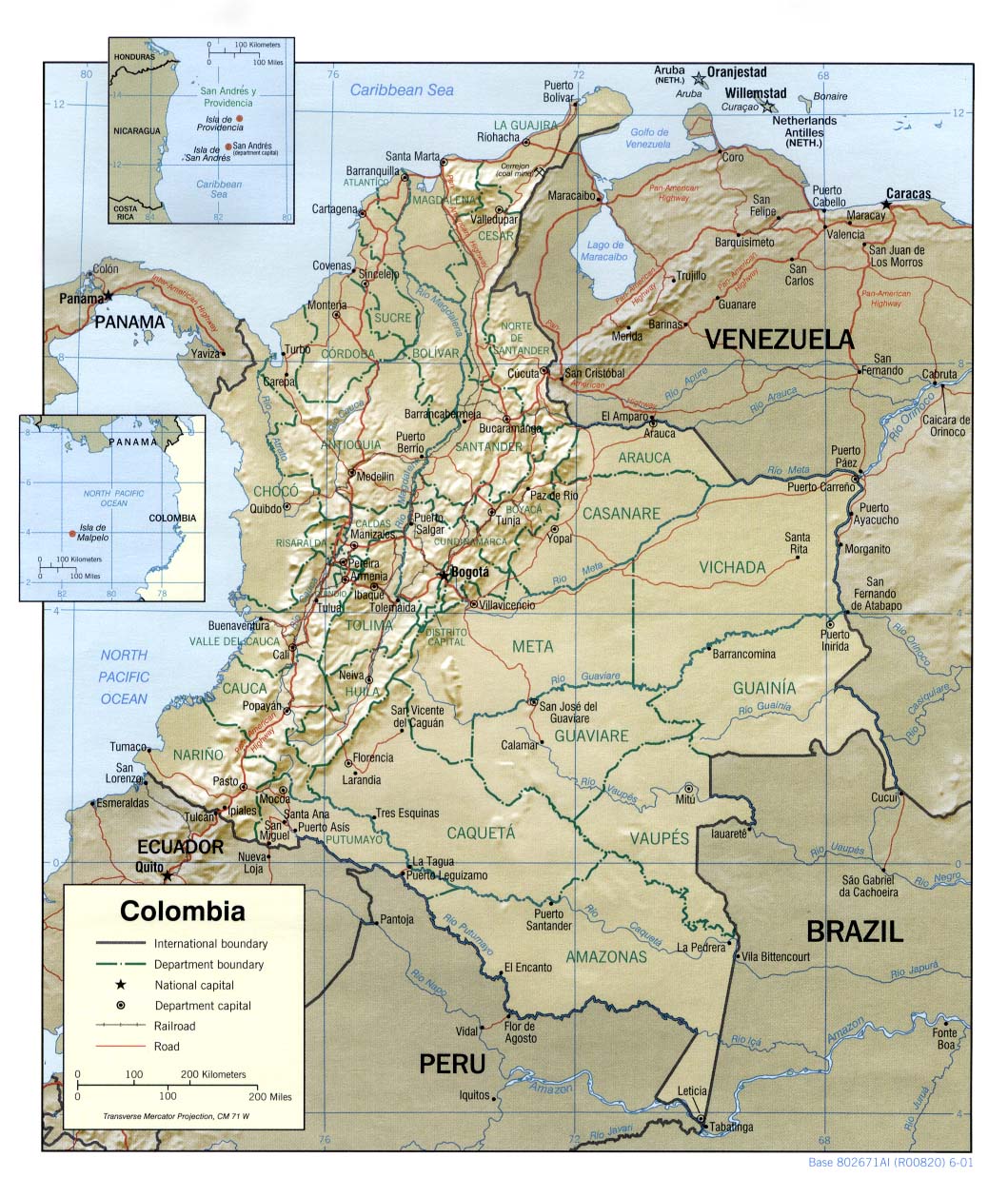 colombie soulagement carte