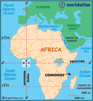 Comores carte afrique