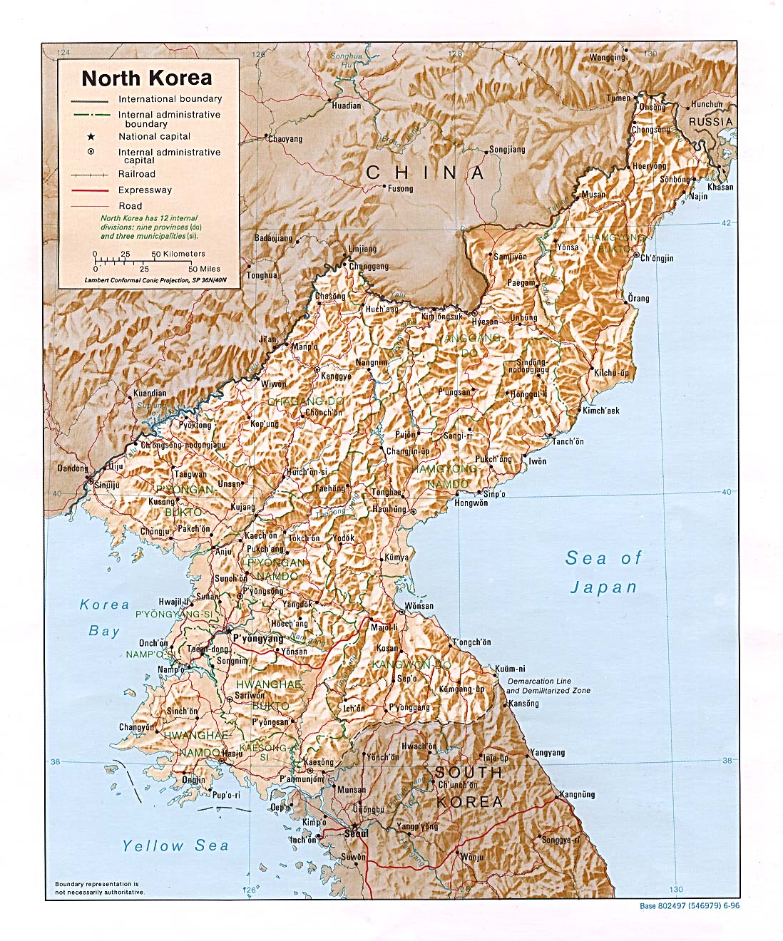 coree du nord soulagement carte