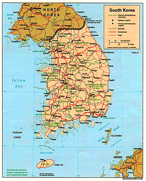 carte coree du sud