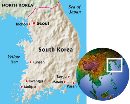 coree du sud carte monde
