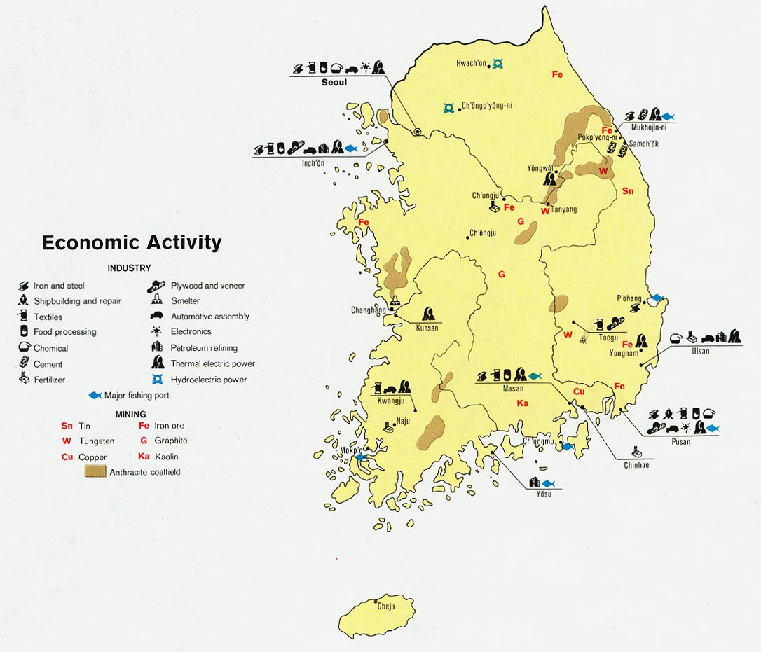 coree du sud economique carte
