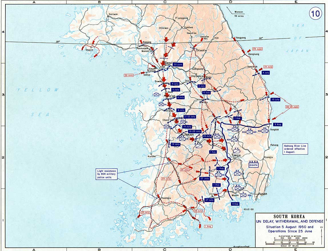 coree du sud guerre carte 1950
