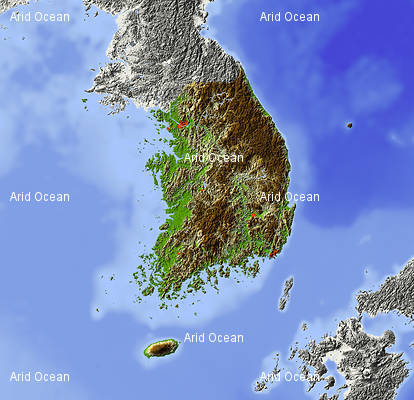 coree du sud physique carte