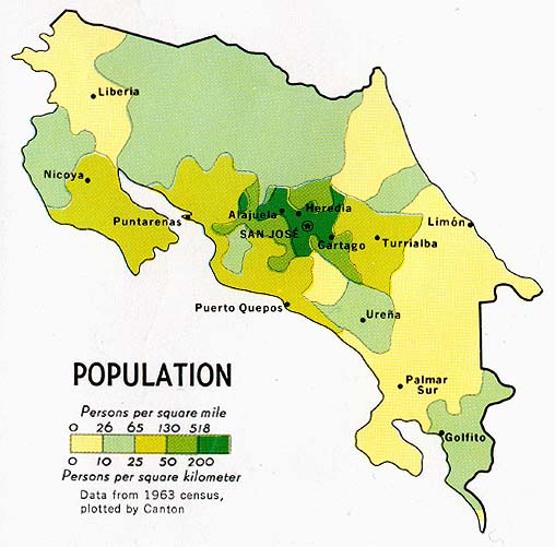 costa rica population carte