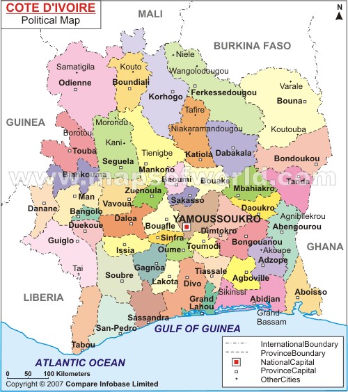 Cote d'Ivoire politique carte
