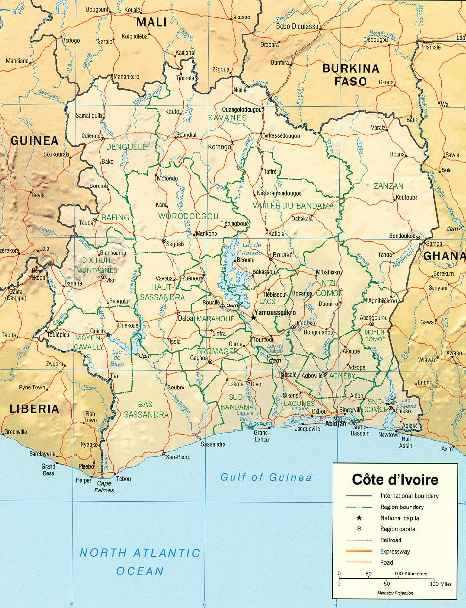 Cote d'Ivoire carte