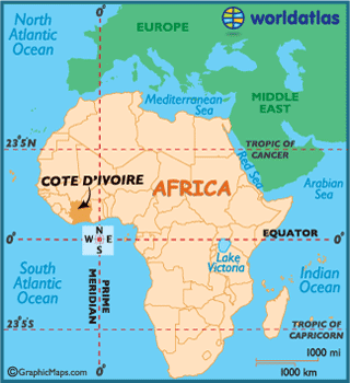 cote d'ivoire afrique carte