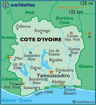 cote d'ivoire carte