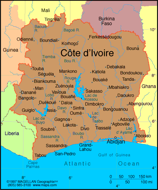 cote d'ivoire politique carte