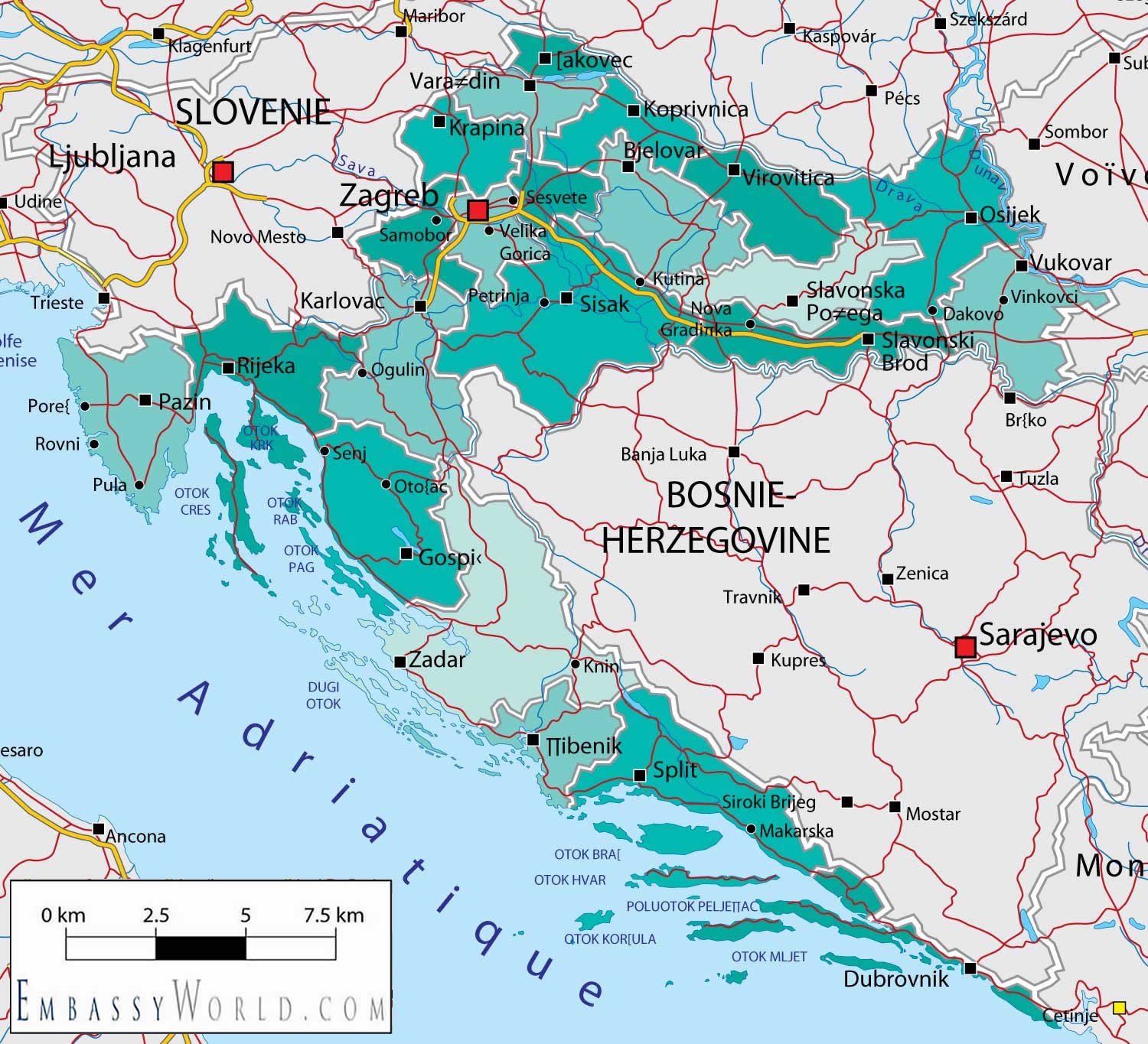 croatie itineraire carte