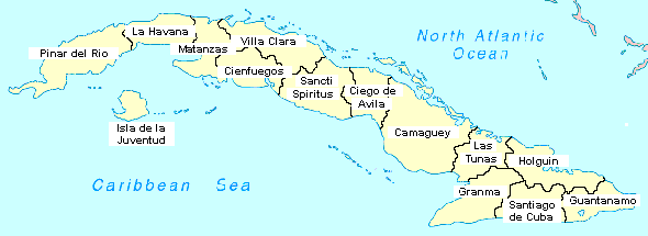 cuba regions carte