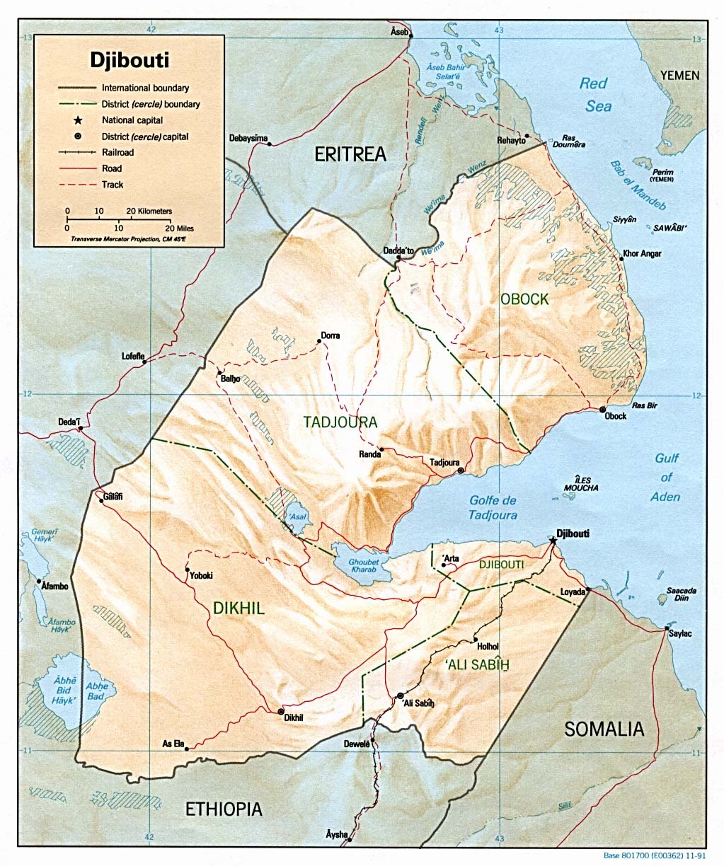 djibouti physique carte