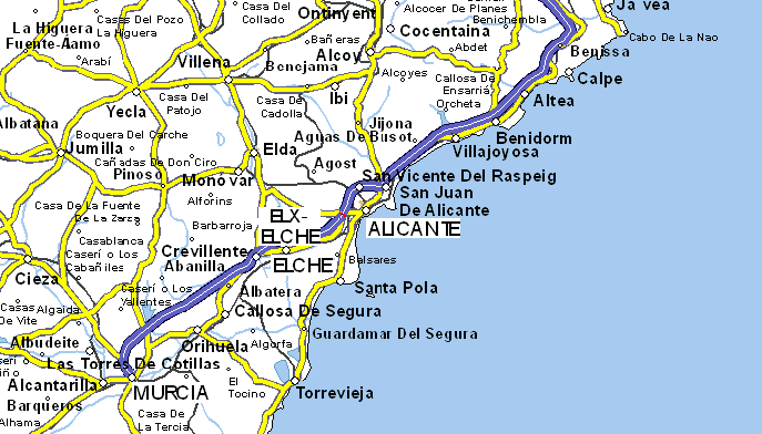Alicante itineraire plan