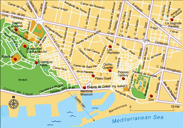 Barcelona ville centre plan