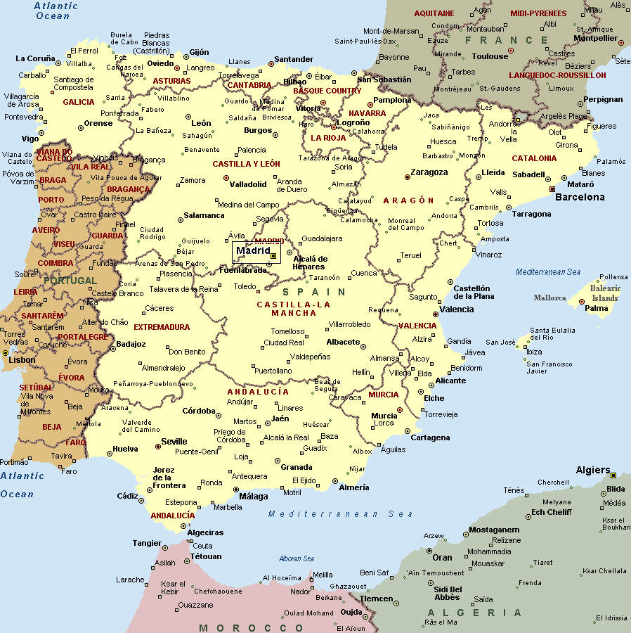 carte du espagne