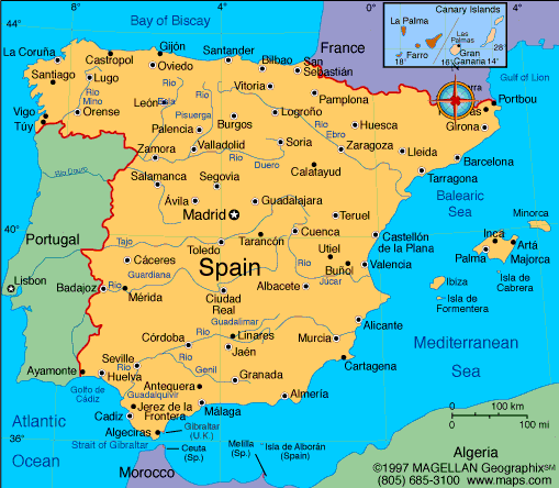 espagne villes carte