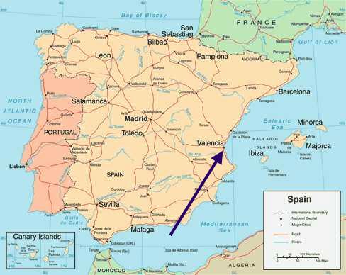 Valencia espagne map.