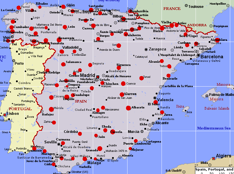 vile carte du espagne